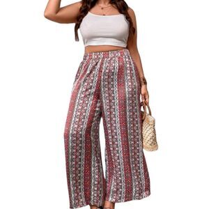 SHEIN VCAY Plus Floral Print Wide Leg Pants Sz 1XL